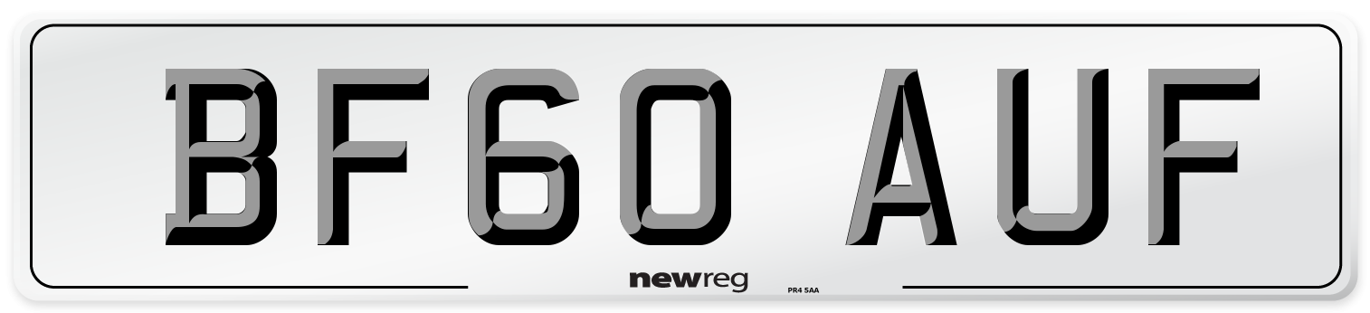 BF60 AUF Number Plate from New Reg